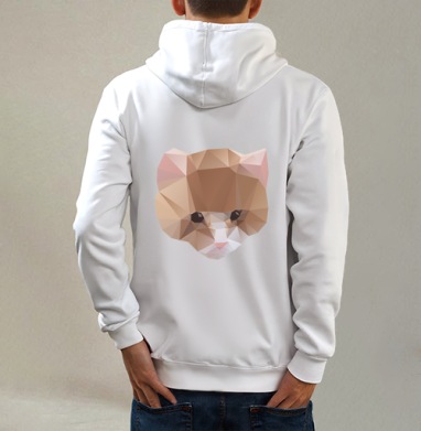 Кот Кристоферсон, Толстовка на молнии, печать на спине. муж. белая v3 320гр