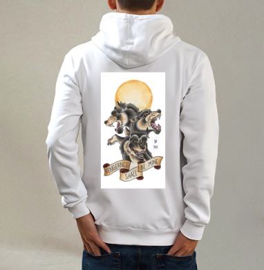 Large_3, Толстовка на молнии, печать на спине. муж. белая v3 320гр