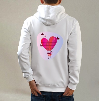 Looking for love... / В поисках любви..., Толстовка на молнии, печать на спине. муж. белая v3 320гр