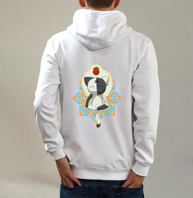 Meditation / Медитация, Толстовка на молнии, печать на спине. муж. белая v3 320гр