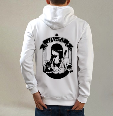 Meow / Мяу, Толстовка на молнии, печать на спине. муж. белая v3 320гр
