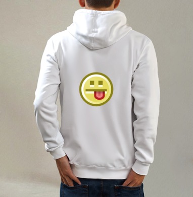 Mr.SMILE / Мистер Смайл, Толстовка на молнии, печать на спине. муж. белая v3 320гр