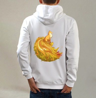 Peafox / Павлинолис, Толстовка на молнии, печать на спине. муж. белая v3 320гр