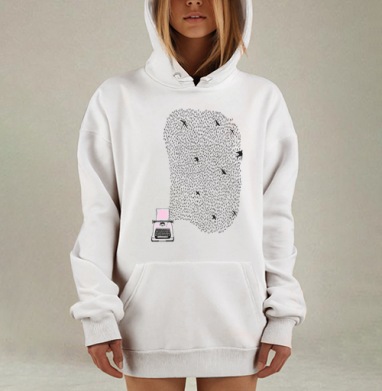 Печатная машинка, Hoodie Mjhigh Dig, оверсайз, утепленная