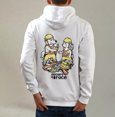 Перемирие, Толстовка на молнии, печать на спине. муж. белая v3 320гр
