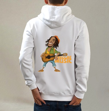 Веселый растаман с гитарой в яркой одежде REGGAE MUSIC Регги-музыка - Магазин футболок yuanden - Дизайнерские принты