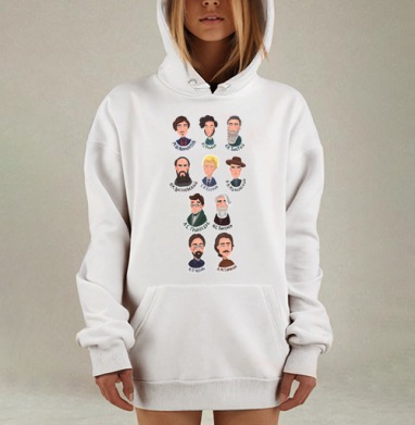 Портреты русских классиков с подписями русских классиков с подписями, Hoodie Mjhigh Dig, оверсайз, утепленная