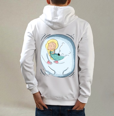Спящие, Толстовка на молнии, печать на спине. муж. белая v3 320гр