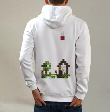 Tetris Rabbit – Тетрисный кролик сохраняет уют пока весь мир рушится, Толстовка на молнии, печать на спине. муж. белая v3 320гр