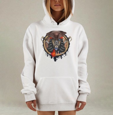 Пиратский бульдог с саблями и треуголкой, Hoodie Mjhigh Dig, оверсайз, утепленная