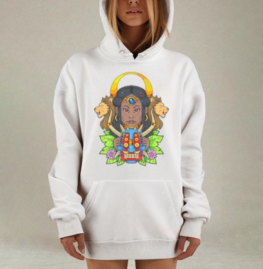 Магическая маска богини-матери с мифическим орнаментом, Hoodie Mjhigh Dig, оверсайз, утепленная