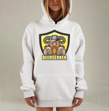 Смелый рыжий викинг с пивом держит пенные кружки всегда рядом, Hoodie Mjhigh Dig, оверсайз, утепленная