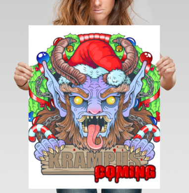 Яркий принт Крампус с надписью «KRAMPUS IS COMING» - Постер вертикальный 40x50 см, страница 2