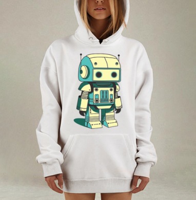 Ретро-робот в стиле винтажного футуризма, Hoodie Mjhigh Dig, оверсайз, утепленная