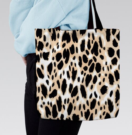 Beige leopard / Стильный леопардовый узор в бежевых тонах для декора интерьера, Сумка с ручкой и внутренним карманом на молнии