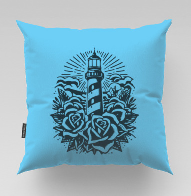 Lighthouse and Roses – Маяк и розы стильная татуировка в подарок - Магазин футболок AnnArtshock - Дизайнерские принты, Подушки