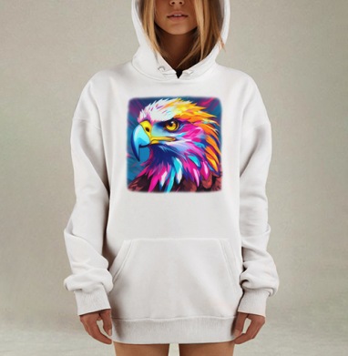 Гордый орел с яркими перьями свободу духа, Hoodie Mjhigh Dig, оверсайз, утепленная
