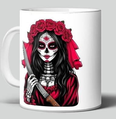 Мстительная невеста Santa Muerte с ножом, Кружка c принтом керамическая