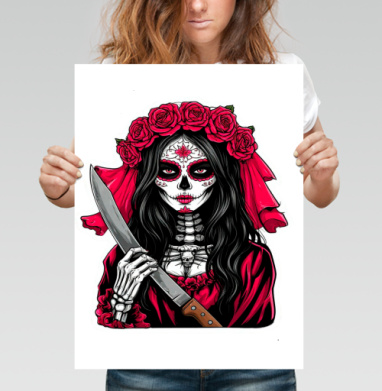 Мстительная невеста Santa Muerte с ножом - Купить постер на заказ