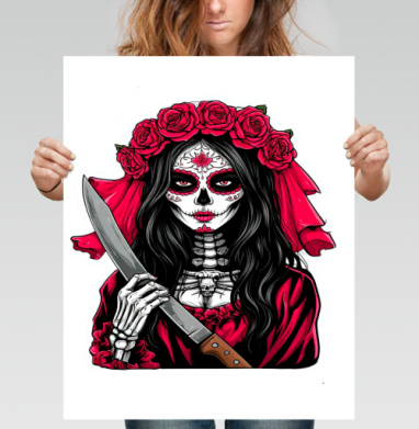 Мстительная невеста Santa Muerte с ножом - Постер вертикальный 40x50 см