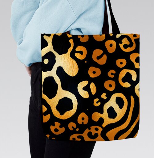 Golden Leopard Pattern / Золотой леопардовый узор для вашего дома, Сумка с ручкой и внутренним карманом на молнии