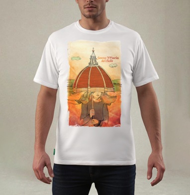Уютная женщина под куполом Santa Maria del Fiore / Святая Мария Цветочная, Футболка мужская REGULAR белая