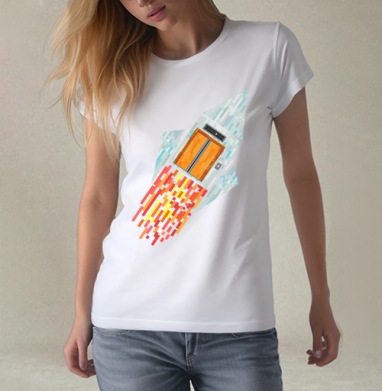 Космический лифт, Футболка женская белая 180гр