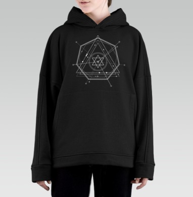Священная геометрия с символом Звезды Давида - Hoodie Oversize Black, утепленная, страница 2