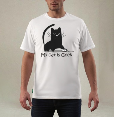 My cat is Geek, Футболка мужская REGULAR белая