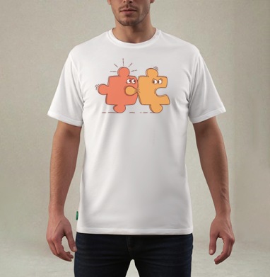 Игрушечные пазлы в стиле конфликта, Футболка мужская REGULAR белая