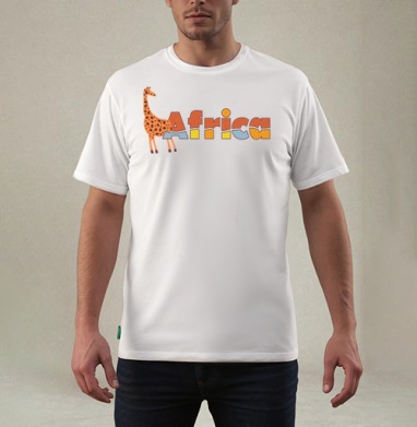 Africa – Африка легкий забавный жираф надпись Africa, Футболка мужская REGULAR белая