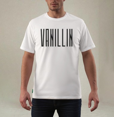 Геометрический шрифт VANILLIN – Ванилин черный текст декор, Футболка мужская REGULAR белая