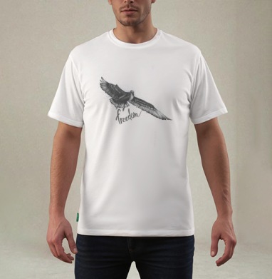 Bird and freedom / Птица и свобода, Футболка мужская REGULAR белая