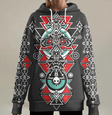 Цифровой Артефакт Техно-Шаманской Геометрии, Hoodie Long Oversize 3D