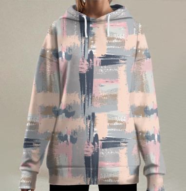 Нежные пастельные мазки в импрессионистическом стиле, Hoodie Long Oversize 3D