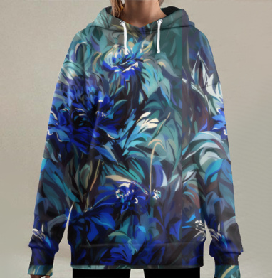 Погружение в Таинственный Сад: Цветочная Симфония, Hoodie Long Oversize 3D