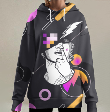 Античность и цифра: нео-мемфис размышляет, Hoodie Long Oversize 3D