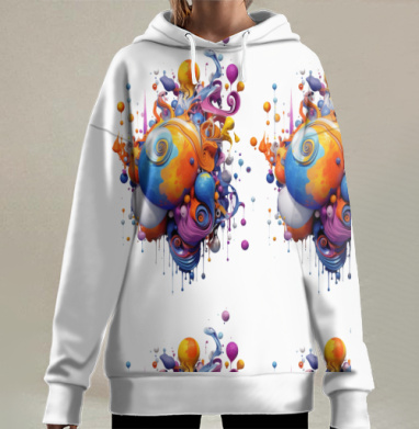 Абстрактные Жидкие Фигуры Взрыв Цвета, Hoodie Long Oversize 3D