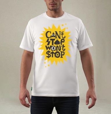 Надпись Cant stop wont stop Не остановлюсь Мотивация Типографика Успех, Футболка мужская REGULAR белая