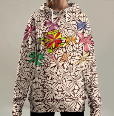 Расцветающие цветочные узоры: динамичное обновление, Hoodie Long Oversize 3D