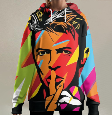 David Bowie RIP, Hoodie Long Oversize 3D