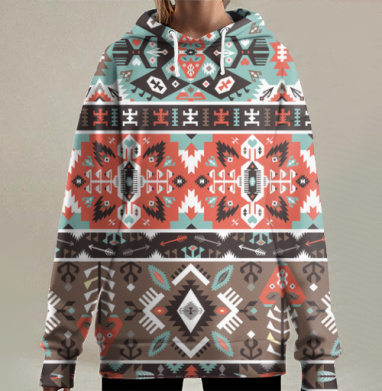 Декоративный этнический мексиканский узор, Hoodie Long Oversize 3D