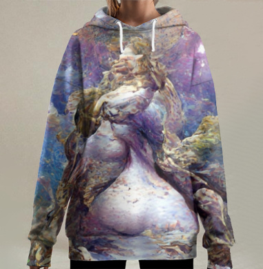 Возрождение природы в мистическом цветочном мире, Hoodie Long Oversize 3D