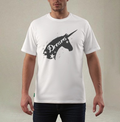 Единорог и звезды, Футболка мужская REGULAR белая
