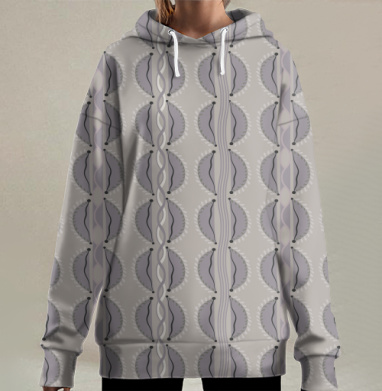 Узорчатый фон с волнистыми линиями, Hoodie Long Oversize 3D