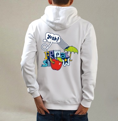 Freak Show, Толстовка на молнии, печать на спине. муж. белая v3 320гр