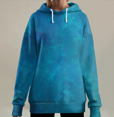 Картина «Глубина синего экспрессионизма», Hoodie Long Oversize 3D
