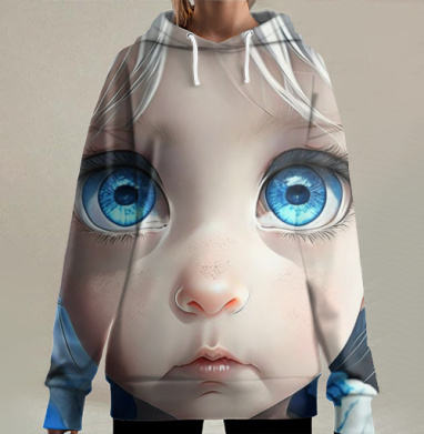 Голубые глаза младенца чистота и невинность, Hoodie Long Oversize 3D