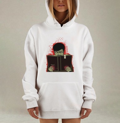 Мрачный зомби читает книгу вверх ногами HOLY BIBLE / Святая Библия, Hoodie Mjhigh Dig, оверсайз, утепленная