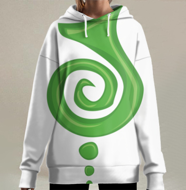 Экологичный зеленый спиральный символ с каплями, Hoodie Long Oversize 3D